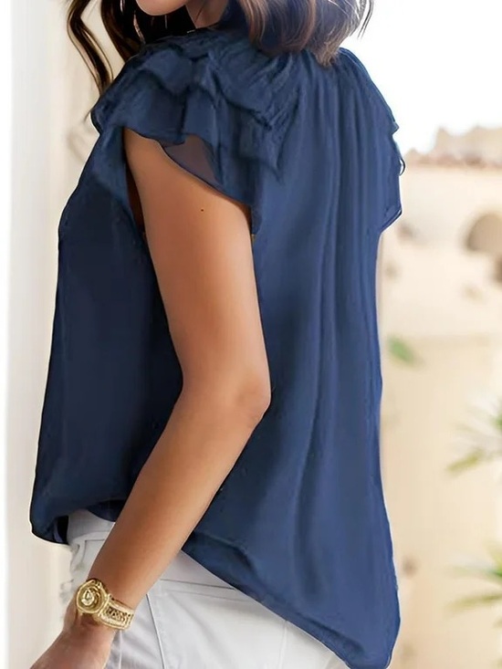 Banana Republic Tops - Banana Republic Navy Ruffle Sleeve Blouse